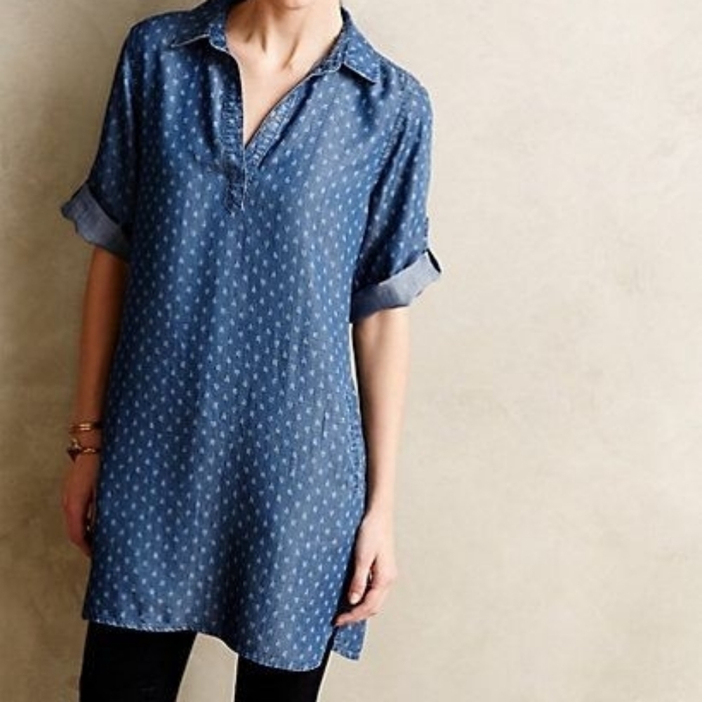 Diamond Dot Chambray Shirtdress